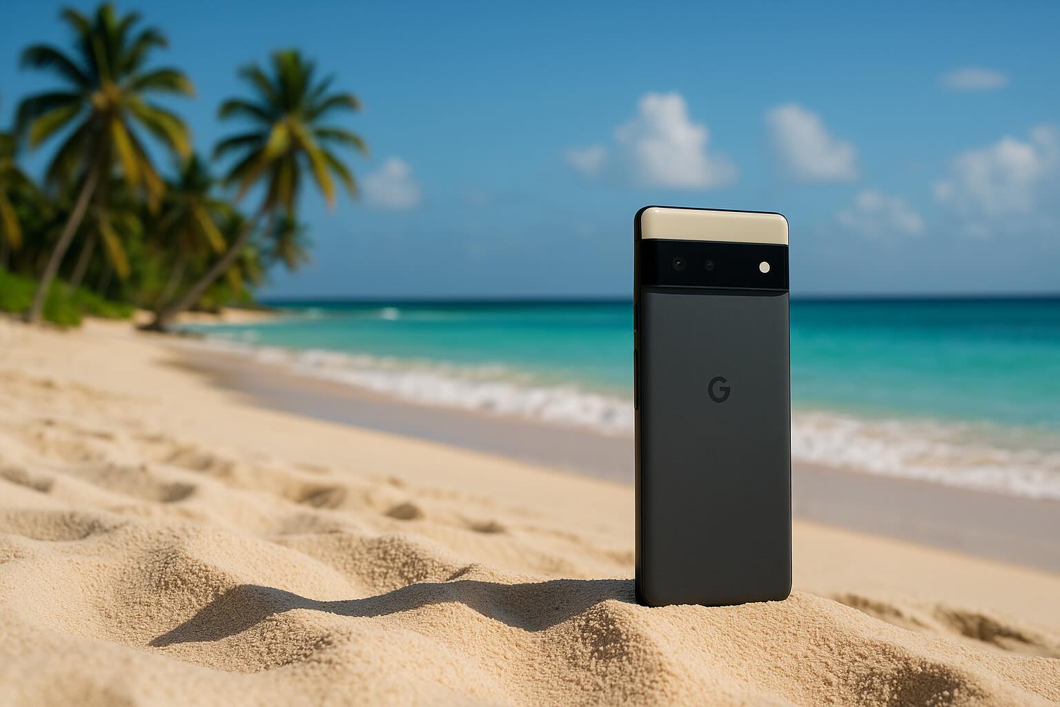 smart phone on beach lowres